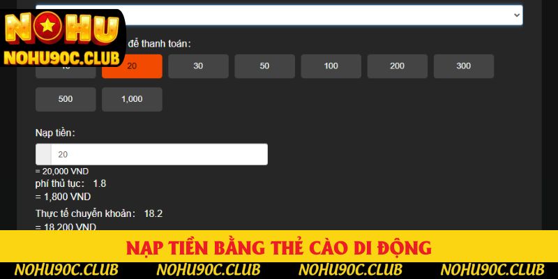 Nạp tiền bằng thẻ cào di động